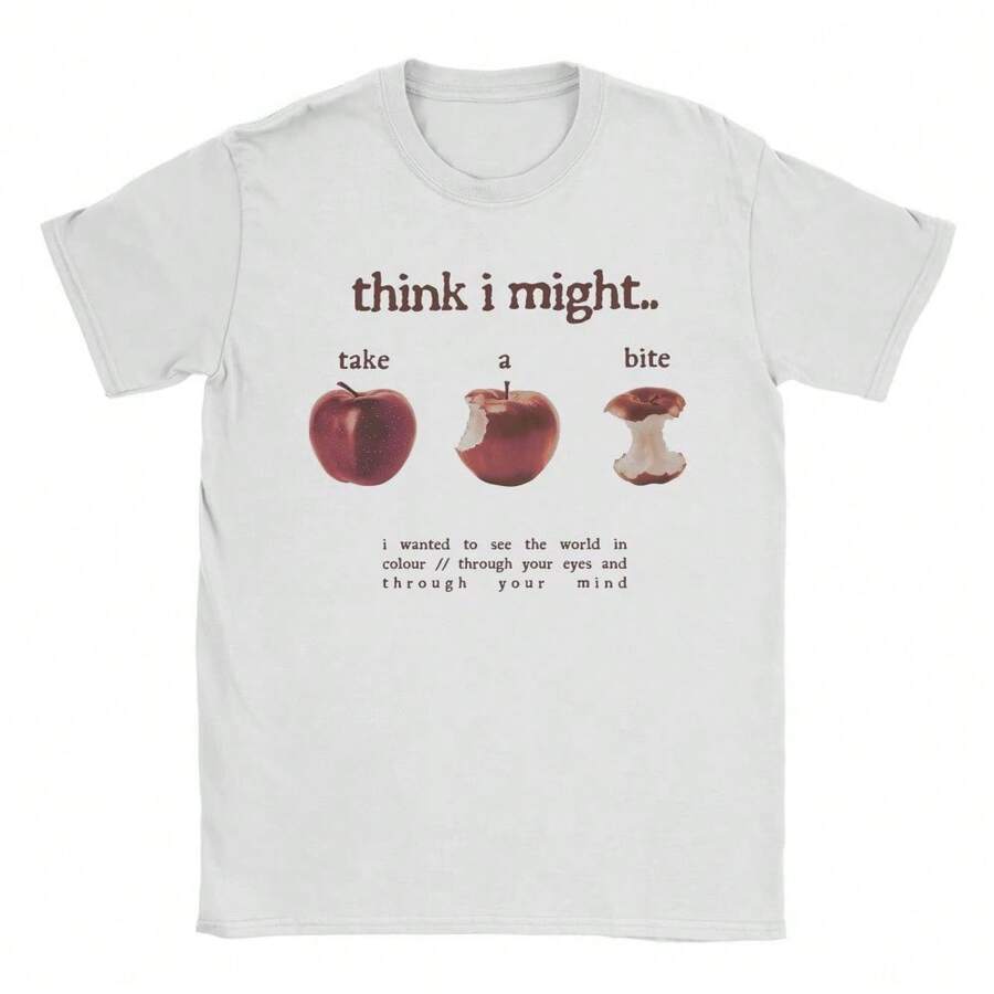 Men's Beabadoobee Take A Bite T Shirt  Cotton Clothing Fashion Short Sleeve Round Collar Tees Plus Size T-Shirt - 白色 - 查看 1