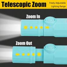 1 件多功能可伸缩迷你 LED 手电筒，户外明亮远射 USB 充电塑料手电筒