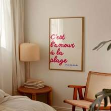 1pc It's Love At The Beach French Wall Art Beach Decor Colorful Print Summer Vibes Canvas Painting Home Decoration Room Art Decor Wall Arts Optional Frame