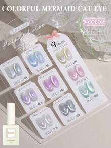 6PCS 2025 New Fruit Sea Water Blue-Green Fine Magnetic Powder Cat Eye Gel Nail Polish 12ml, Spring And Summer Ice Transparent Magnetic Nail Art Set, Includes Base Coat And Top Coat, Requires UV Lamp, Holographic Transparent Colors For Work/Commute/Dating, Hot-Selling 6-Color Set, Salon-Grade 28-Day Durability, Internet Celebrity Nail Design.