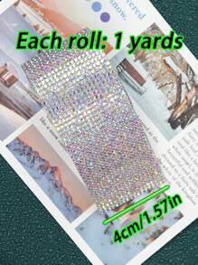 1 yarda Cinta de diamantes de cristal de Ródeo autoadhesiva brillante en color plateado, pegatina de brillo de Ródeo para decoración navideña, manualidades DIY para coche, computadora, maquillaje, mesa, decoración de fiesta de boda, proceso de producción de Ródeo de 2 mm