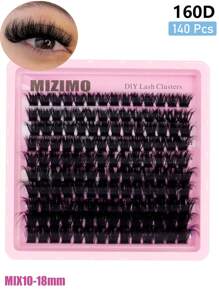 5 Caixas de Combinação de Cílios, Cílios Agrupados 80D+100D+120D+160D+200D Pretos Fofos Segmentados 10-18mm Comprimento Misto D/DD Curvatura DIY Maquiagem Diária Cílios Postiços, Agrupamentos de Cílios, Cílios Individuais, Cílios, Cílios Falsos