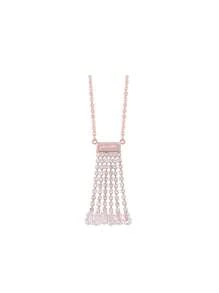 Folli Follie Conjunto de collar y pendientes para mujer, con flecos de cristal y borlas, conjunto de joyería nupcial, collar y pendientes para mujer, oro rosa.