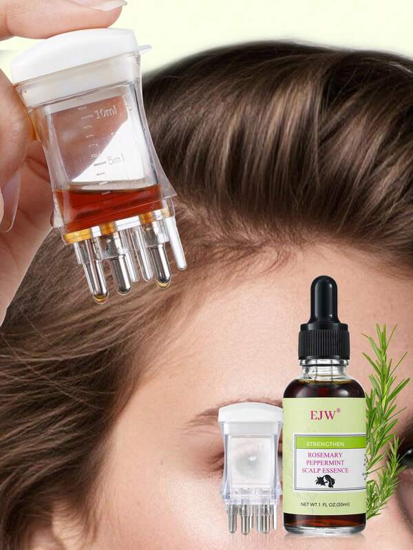 2pcs: Strengthen Scalp Essence And Scalp Massager, Mini Oil Comb- Scalp Treatment With Rosemary & Peppermint - Scalp Nourishing And Relieves Dry, Essential Oil Applicator To Precisely Deliver Liquid Or Oil To Hair Roots