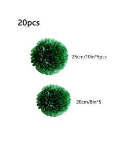 10 件/套（共 20 件）嘉年华绿色蓬松纸球，生日派对节日装饰悬挂绒球，多色 10 英寸、8 英寸纸花球婚礼装饰 - 墨綠色 - 查看 3