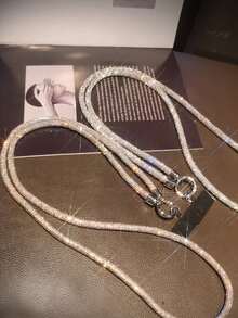 高级奢华全水钻斜链手链挂绳，多功能时尚百搭斜链带，可用作手机挂绳和腕带，坚固的防摔支架，带金属夹 - 彩色 - 查看 7