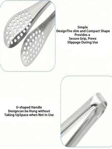 1 件不锈钢食物夹，经典银色烧烤食物夹，适用于厨房 - 銀色 - 查看 5