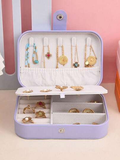 1pc Multifunctional Travel Jewelry Storage Box, PU Leather Jewelry Organizer Box, Cosmetic Makeup Holder, Detachable Jewelry Display Box, Multi-Layer Jewelry Storage Box, Suitable For Room Decor, Bags, Makeup Bags, Vanity, Travel, Cosmetic Bags, Travel Essentials, Storage Box, Desk Organizer, Makeup Bags, Cosmetic Pouches, Cosmetic Storage Box, Vanity Accessories, Cosmetic Bags