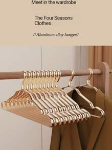 3/5/10pcs Space Aluminum Alloy Hanger Household Clothes Hanger Non-Slip Traceless Clothes Holder Stainless Steel Clothes Hanger Light Luxury Gold Anti-Slip