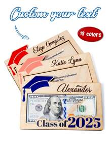 Personnalisation de 2025 Portefeuille de chapeau de graduation en bois, 19x12x1cm, cadeau de graduation, diplômés 2025, cadeau de graduation du lycée, fournitures scolaires