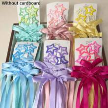 6pcs/Set Women's Hair Accessories - Star, Bow Decor, Ballerina Style Bow Ribbon Hair Clips, Double Ponytail Ribbon Hair Ties, Sweet Bow Hair Clips, Suitable For Daily Use, Cute (Not Include Card)