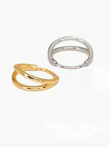 1 pièce Bague de nez en argent sterling S925 à double couche, brillante, petite et légère. Bijou de perçage élégant et simple pour le septum nasal, le cartilage en spirale et le tragus, en or et en argent, convient au port quotidien des femmes.
