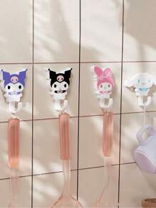 Sanrio 2Pcs/Set Hello Kitty Strong Self Kuromi Adhesive Hooks My Melody Key Storage Hanger For Kitchen Bathroom Door Wall Multi Function(Some Parts May Be Random)