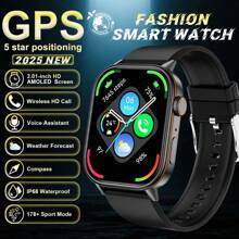 GUHUAVMI GPS Outdoor Sport Smartwatch For Men Women, Dual Frequency GPS Positioning, Wireless Calling/Dial, Info Push, 2.01inch Display, Fitness Tracker, Heart Rate, Sleep Monitoring Smartwatch, GPS Path Track, Compass, IP68 Waterproof, 420mAh Battery Watch Compatible With Android IOS