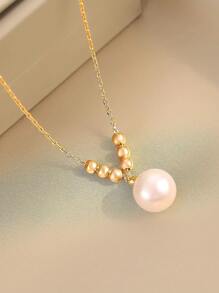 1 pièce Collier pendentif boule porte-bonheur en argent sterling S925, design minimaliste à la mode, style rétro élégant, chaîne pour la clavicule, polyvalent pour un port quotidien, cadeau idéal
