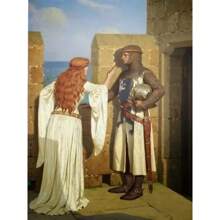 1 Pieza Impresión de arte en lienzo con marco opcional "Accolade por el Caballero Medieval" para decoración de pared de la sala de estar, póster vintage con marco reutilizable