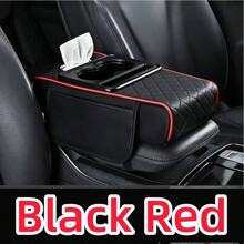 1 pièce Coussin rehausseur de boîte d'accoudoir automobile multifonctions nappa à motif de diamant avec sac de rangement, porte-gobelet, boîte à mouchoirs. Coussin d'accoudoir central de voiture