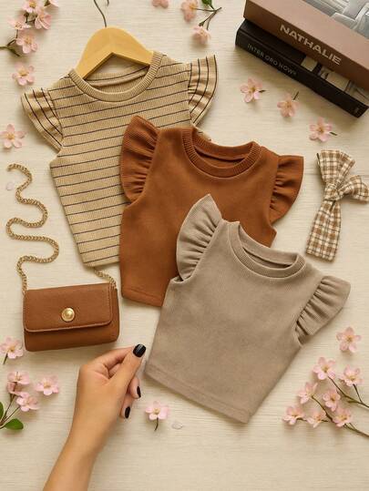 Blusa Cropped Apenas 1 Blusinha Infantil e Juvenil Cropped Frufru Babado Canelada Ribana Algodão para Meninas e Adolescentes Moda Primavera Verão (Binf510)