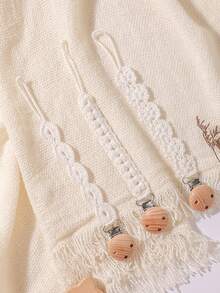 3Pcs/Pack Pacifier Holders With Elastic Band | Baby Pacifier Chain Clips |Universal Holder Soother Clips With Beechwood Clasp For Baby Teething Toys Teethers | Ideal Baby Gift For Boy For Girl - Multicolor - View 15