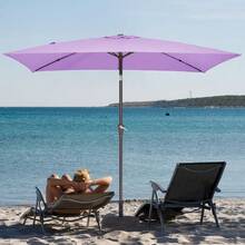 6.5x10 Ft Rectangular Patio Umbrellas Outdoor Market Umbrella With Push Button Tilt And Crank, Rectangle Table Umbrella 6 Sturdy Ribs UV Protection For Pool Garden Backyard Deck, Red - Taro Purple - View 4