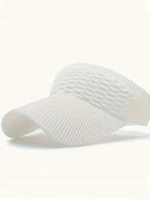 Women's Lightweight Gray Sun Visor Cap - Breathable & Stretchy Polyester, UV Protection, Textured Knit Design With Curved Brim For Running & Outdoor Activities, Hand-Washable, Sun Protection Cap|Textured Knit Cap|Breathable Mesh Visor