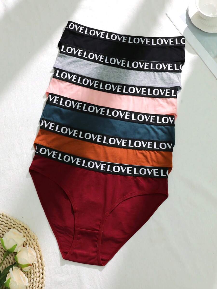 6件大码女式字母印花内裤 - 彩色 - 查看 1