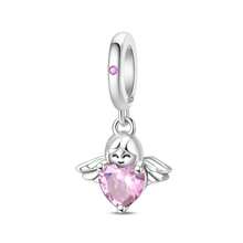 1 peça de pingente de prata esterlina 925 com pingente de árvore da paz em formato de coração e anjo, formato de diamante colorido, faça você mesmo, joias para combinar com roupas do dia a dia, decoração para meninas/mulheres, dia dos namorados