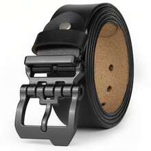 JingHao 1 chiếc thắt lưng nam cỡ lớn, dài 105cm-170cm, cỡ lớn dành cho người cao to, kiểu dáng cao bồi miền Tây, thời trang thường ngày, thắt lưng da màu cà phê, đóng gói quà tặng, quà tặng Ngày của Cha, thắt lưng chơi golf, thắt lưng trang trọng, thắt lưng da thật 100% kiểu dáng cổ điển. - màu đen - Xem 9