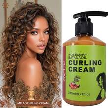 MELAO Rosemary And Babassu Oil Curl Cream 280ml - Natural Styling And Frizz Control, Suitable For Curly Hair, Adds Shine, Moisturizes And Softens, Pump Dispenser For Easy Use.