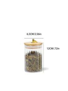 1pc Glass Material Food Storage Container, Candy Jar, Nuts Storage Bottle, Popcorn Container, Suitable For Home Kitchen And Dining Room Organization