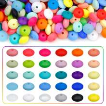 QYDCX Contas de lentilha de silicone faça você mesmo, 6/30/50/100/1800 peças, 12 mm, 30 cores, cordão faça você mesmo e contas acessórias