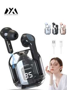 MEIYIXING DIGITAL TECHNOLOGY MEIYIXING Wireless Headphones With LED Power Display, Mini Crystal In-Ear Headphones, With Wireless Charging And Touch Control, Built-In Microphone, Sports Headphones, Waterproof Headphones. Christmas/Gifts/New Year's Day