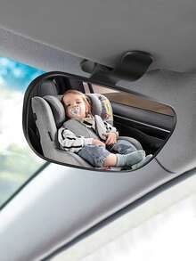 1pc Clip/Suction Cup Rear View Mirror, Universal Car Mounted Auxiliary Mirror For Baby Observation, Child Rearview Mirror For Backseat - Black - View 1
