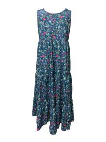 Abito casual elegante con fantasia floreale, senza maniche, per taglie comode donna