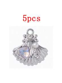 Set de 5 piezas de accesorios de estilo coreano con encantos de nube dulce y concha, material de aleación para manualidades de joyería, aretes, pulseras, collares, decoraciones para uso diario de mujeres
