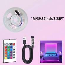 Striscia luminosa LED RGB 1M - 40M, alimentata tramite USB, viene fornita con telecomando a 24 pulsanti e controllo tramite app, illuminazione multicolore, ottima per la creazione di atmosfera nella camera da letto e per feste in casa