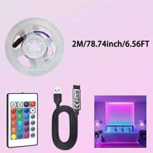 Striscia luminosa LED RGB 1M - 40M, alimentata tramite USB, viene fornita con telecomando a 24 pulsanti e controllo tramite app, illuminazione multicolore, ottima per la creazione di atmosfera nella camera da letto e per feste in casa