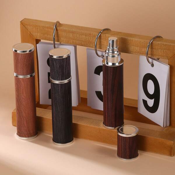 10ml Refillable Wood Grain Leather Perfume Bottle – Portable Travel Atomizer With Luxury Glass Design