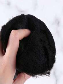 2PCS Black Barber Hair Brush Set – Premium Men's Shaving Soft Brush & Makeup Cleaning Salon Tool With Black ABS Handle – Nylon Bristles For Smooth Hair Styling And Shaping