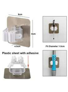 12pcs/4pcs/2pcs/1pc White Wall Mounted Strong Hook Clips, Mop Clip Storage Clips For Bathroom And Kitchen Storage