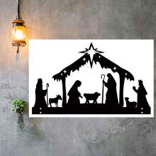 1pc Nativity Iron Silhouette Christmas Night Metal Craft Decorations Gardening Decorations
