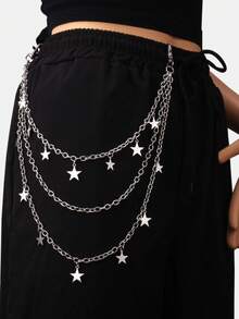 1件朋克风时尚腰链，酷炫双层裤链，金属双层链，裙子嘻哈配饰裤链，夏季校园风 - 彩色 - 查看 2