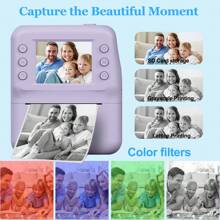 Aparat do natychmiastowego drukowania dla dzieci, 1080P 2,4-calowy ekran do natychmiastowego drukowania zdjęć przenośna zabawka z rolkami papieru fotograficznego, cyfrowy aparat fotograficzny prezent dla dzieci dla chłopców i dziewcząt prezenty urodzinowe, inne elektroniczne zabawki edukacyjne dla dzieci, aparat do zabawek