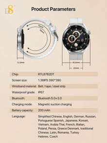 D8 Smartwatch für IOS und Android Handys, Uhren für Männer Frauen IP68 wasserdichte Smartwatch Fitness Tracker Uhr mit Herzfrequenz-/Schlafüberwachung, Schrittzähler Kalorienzähler (Silber)