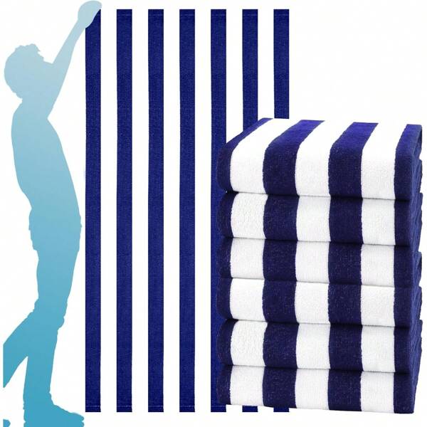 One Packs Oversized 29x58 Inch Stripe Beach Towel Thin Terry Set Extra Large Accessories Essentials Soft Super Absorbent Pool Travel Bath Swim Camping Towels Bulk Men Women Adults Gift Beach Essentials