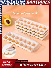 Ice Cube Trays 4 Pack, Silicone With Removable Lid, Easy-Release Flexible 14-Cube Trays, Stackable Covers For Cocktail, Freezer, Ice Cube Tray, Ice Cube Trays For Freezer, Ice Trays For Freezer, Ice Trays, Ice Cube Tray With Lid, Silicone Ice Cube Trays With Lid, Ice Cube, Ice Cube Tray Silicone, Ice Tray With Lid, Ice Cube Trays For Freezer With Lid, Silicone Ice Tray, Icecube Trays For Freezer, Ice Trays For Freezer Silicone, Silicone Ice Trays, Ice Tray Silicone, Silicone Ice Cube Trays, Cubos De Hielo, Para Hacer Hielo Cubos, Ice Cubes Trays, Silicone Ice Trays For Freezer, Molde Para Hielo, Ice Cube Trays Silicone, Ice Trays With Lids, Easy Ice Cube Trays - 4pcs Orange - 查看 5