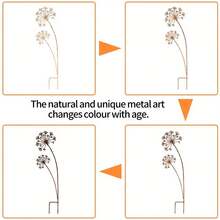 1pc Natural Rusted Metal Garden Stake Decor - Modern Floral Design, Durable Outdoor Rustic Appearance, Suitable For Garden, Patio, Balcony, Planter - Perfect Gift, Garden Decoration