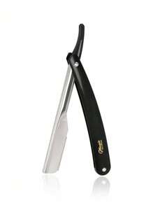 1 Black Scraper+10 Blades;Unisex Folding Travel Straight Edge Razor Set With Ultra-Thin Stainless Steel Double-Sided Blades, Suitable For Home And Salon Beauty Use