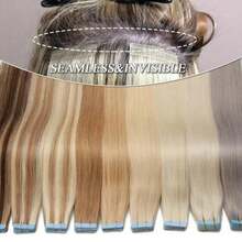 20PCS 50G Tape In Hair Extensions Human Hair 16-26Inch Remy Tape Ins Human Hair Extensions Highlight Color #12P613 Golden Brown Mix Bleach Blonde Fashion Extension, Seamless Silky Straight Skin Weft Double Sided Tapes Add Length For Woman Everyday Hairstyle Cosplay Daily Wedding Party Halloween Use - S12/613 - Xem 7