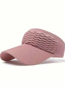 Women's Lightweight Gray Sun Visor Cap - Breathable & Stretchy Polyester, UV Protection, Textured Knit Design With Curved Brim For Running & Outdoor Activities, Hand-Washable, Sun Protection Cap|Textured Knit Cap|Breathable Mesh Visor